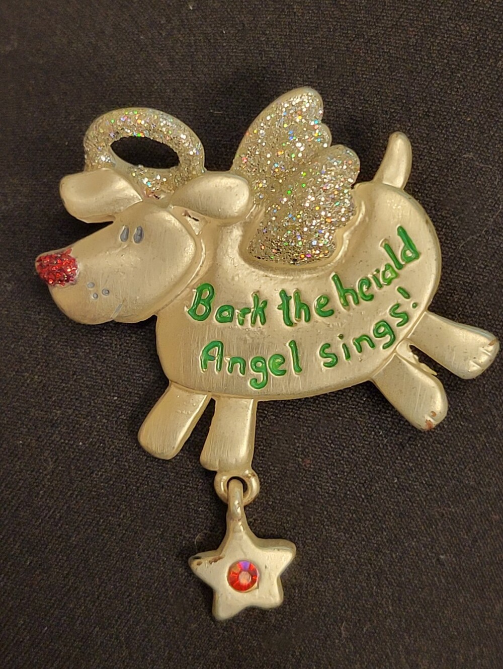 Vintage AJMC Christmas Dog Brooch Pin